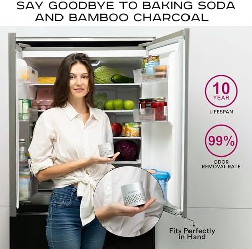 Manzel, Fridge and Freezer Odor Remover, 10 year Life Span, Air Freshener for Refrigerator and Home, Beats Baking Soda and Bamboo Charcoal, perfect for: Car, Shoe Box, Cat Litter, Gym Bag