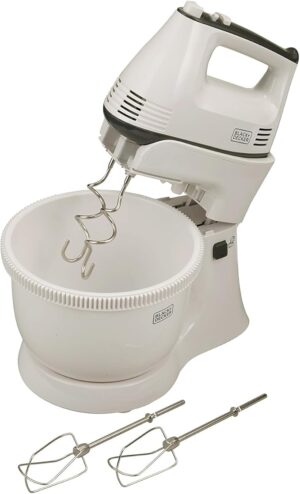 Black & Decker 300w 5 speed multifunction bowl and stand mixer, white - m700, 2 years warranty