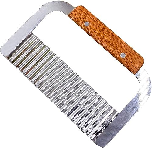 Baskety Crinkle Cutters, Potato Cutter, Soap Cutting Tool French Fry Slicer Stainless Steel Blade Wooden Handle Serrator Chopping Knife