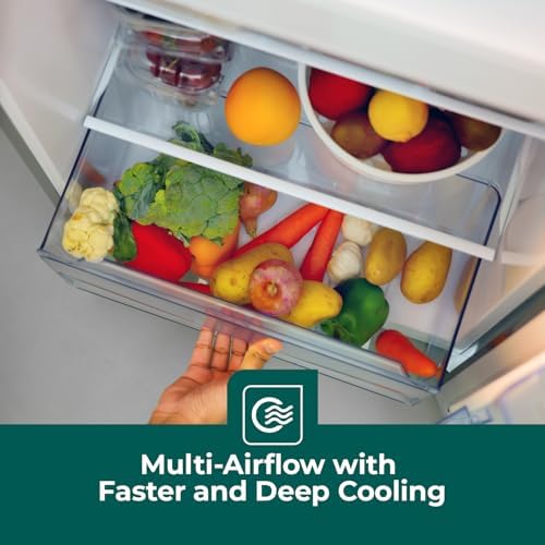 250L Gross-180L Net Capacity, No Frost Double Door Refrigerator| With Multi Air Flow, Stainless Steel Body, Recessed Handle,Tempered Glass Shelves GRF2522SXN