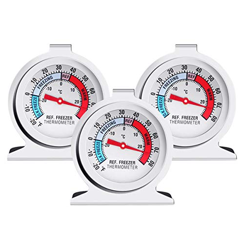 3PCS Refrigerator Freezer Thermometer - Refrigerator/Freezer/Fridge Temperature Cooler - Classic Series Large Dial Thermometer (3)