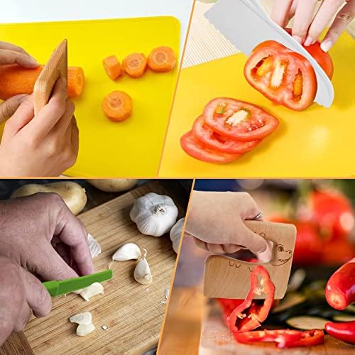 KASTWAVE Wooden Kids Kitchen Knife, Kids Knife Set Include Wood Kids Safe Knife, Serrated Edges Plastic Toddler Knife, Crinkle Cutter, Sandwich Cutter, Y Peeler, Cutting Board (Crocodile, 11 Pieces)