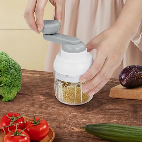 Azonee Manual Garlic Chopper, Food Chopper for Kitchen, 250ml Vegetable Chopper, Portable Mini Food Cutter for Vegetables, Fruits, Chili Peppers, Ginger, Onion, Garlic, Herbs and Meat