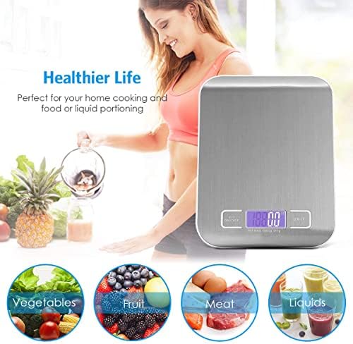 Royal Polar 10KG Digital Food Kitchen Scale, LCD Display and Tare Measuring Four Units Of Measure Conversion, Silver, Batteries Included Capacity