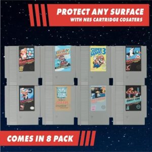 Nintendo NES Cartridge Retro Drink Coasters for Gamers - Officially Licensed, Featuring Donkey Kong, Legend of Zelda, Super Mario, and More Classic Games, Set of 8 | Paladone