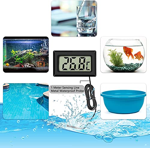 4x Digital LCD Thermometer Temperature Monitor with External Probe for Fridge Freezer Refrigerator Aquarium (2x Black 2x White)