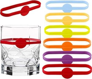 DELFINO Silicone Strip Tag Drink Markers, Glass Cup Charms Markers Colorful Glass Bottle Strip Tag Marker Party Solution for Guests Kids Home School Family Daily Use 2.76 Inches (24 Pieces)