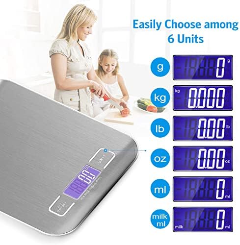 Royal Polar 10KG Digital Food Kitchen Scale, LCD Display and Tare Measuring Four Units Of Measure Conversion, Silver, Batteries Included Capacity