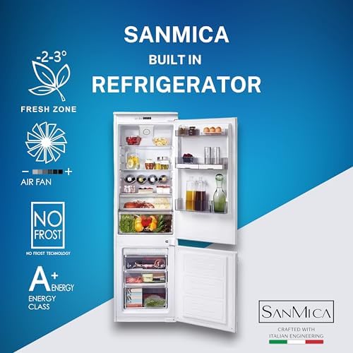 SANMICA Built In Refrigerator, SMBC256V/01 No Frost Freezer, Auto Defrost Fridge, Energy Efficient, A+ Cooling, Antibacterial System, 243L, Italian Engineering Crafting, 1 Year Manufacturer Warranty