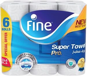 Fine Kitchen Super Towel Pro, 6 Rolls 60 Sheets x 3 Ply Paper Tissue