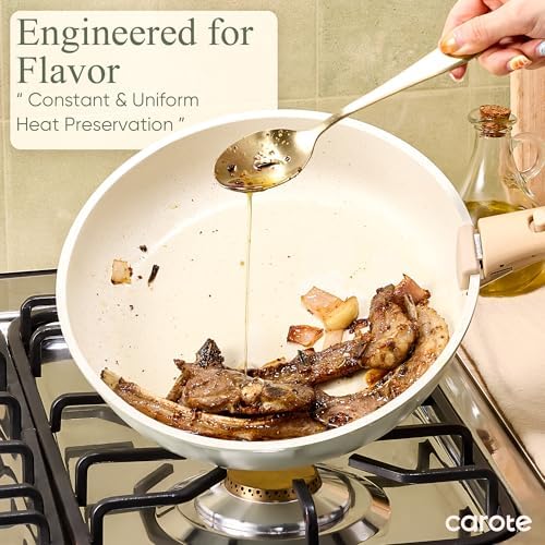 CAROTE Pots and Pans Set, Nonstick Cookware Set Detachable Handle, 15pcs Induction Kitchen Cookware Sets Non Stick with Removable Handle, RV Cookware Set, Oven Safe, Sage Green