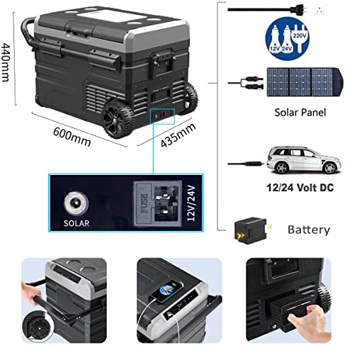 Alpicool Portable Mini Fridge & Freezer with Solar/AC/Car Rechargeable Battery 35L 12/24V DC and 220V AC or Solar 12~50V DC for Outdoor Camping | Cooling to - 20℃