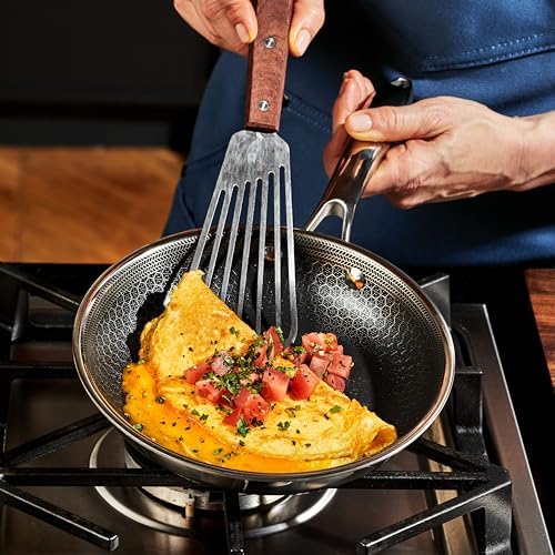 HexClad Hybrid Nonstick 6-Piece Frying Pan Set, 20, 25 and 30 cm Frying Pans with Tempered Glass Lids, Stay-Cool Handles, Dishwasher and Oven Safe, Induction Ready, Compatible with All Cooktops