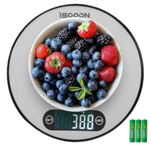 Digital Food Scale – High-Precision Kitchen Scale for Cooking & Baking, 11lb/5kg Weight Scale with Tare & LCD Display, Stainless Steel Grams Scale for Portion Control, Meal Prep & Dieting – ISOQON