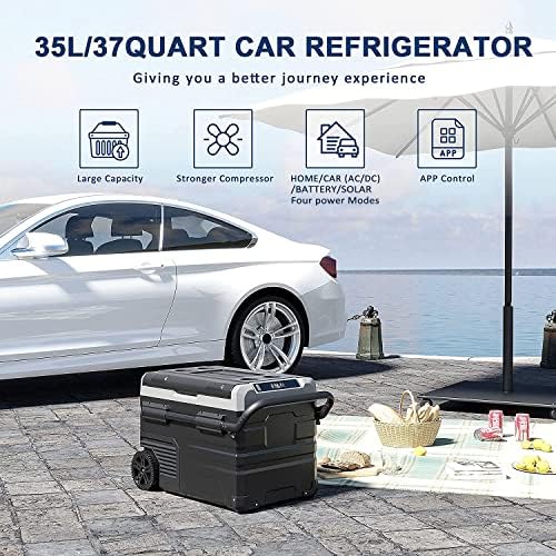 Alpicool Portable Mini Fridge & Freezer with Solar/AC/Car Rechargeable Battery 35L 12/24V DC and 220V AC or Solar 12~50V DC for Outdoor Camping | Cooling to - 20℃
