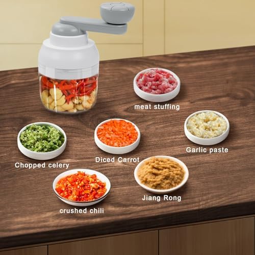 Azonee Manual Garlic Chopper, Food Chopper for Kitchen, 250ml Vegetable Chopper, Portable Mini Food Cutter for Vegetables, Fruits, Chili Peppers, Ginger, Onion, Garlic, Herbs and Meat