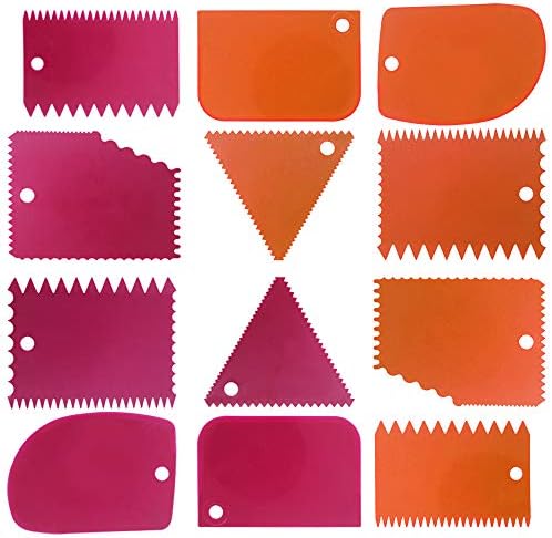 DaKuan Cake Scraper Smoother Tool Set, DaKuan 12 pcs Cake Smoothing Cutter Plate Tool Combo, Cake Icing Scrapper Cake Edge Decorating Tool.