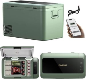 Baseus T-Space Car Refrigerator Freezer & Cooler for Tesla Model Y – 26.1L, -4℉ Fast Cooling, App Control, Ideal for Car, Outdoor & Camping - Green