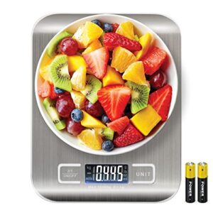 SKY-TOUCH Digital Food Scale Kitchen Scale Slim Stainless Multifunction Scale With LCD Display And Tare Measuring Four Units Of Measure Conversion Batteries Included-Silver