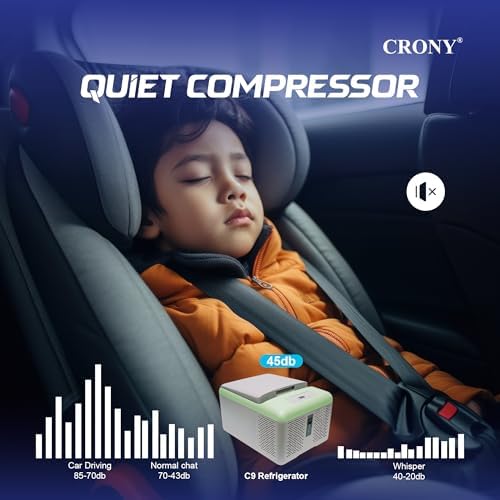 CRONY C9-9Litre Portable Mini Freezer,12 Volt Refrigerator, 10 Quart (9 Liter) Fast Cooling 12V Car Fridge,Car Cooler, 12/24V DC for Outdoor, Camping, RV, Truck, Boat