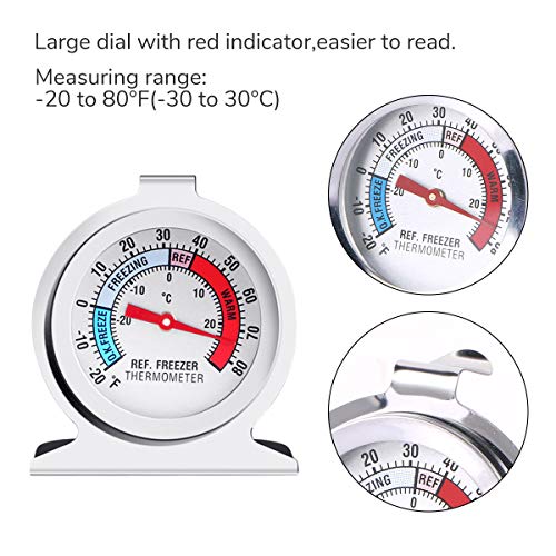 3PCS Refrigerator Freezer Thermometer - Refrigerator/Freezer/Fridge Temperature Cooler - Classic Series Large Dial Thermometer (3)