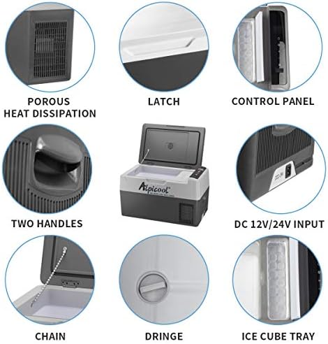 Alpicool G22 Car Fridge 22 Litre Mini Fridge 12/24v Car Refrigerator Portable Camping Fridge Freezer Truck Electric Cool Box for Campervan RV Boat Travel Picnic,-20℃ to 20 ℃/Low Consumption