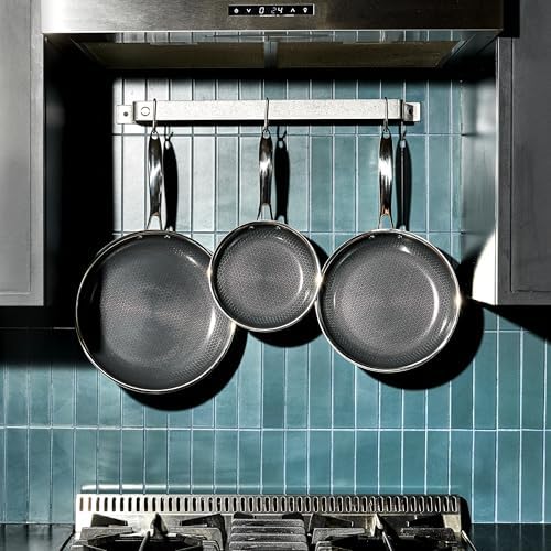 Hexclad Hybrid Nonstick Commercial Cookware 7 Piece Set with Lids and Wok, Metal Utensil Safe, Induction Ready