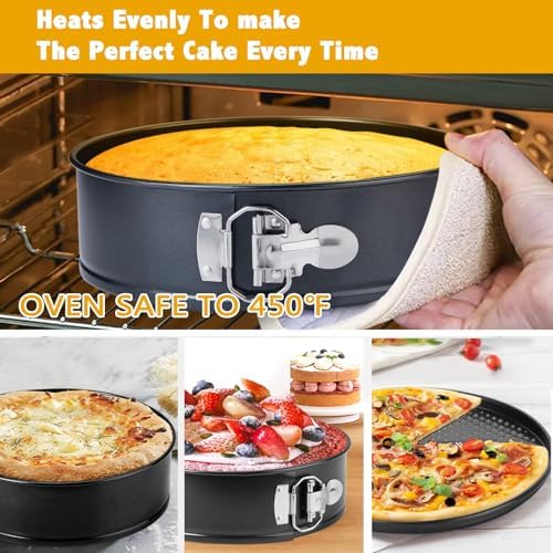 8 Inch Springform Pan for Baking Cheesecake With 50 Pcs Parchment Paper - Leakproof Round Cake Pan Set - Gray