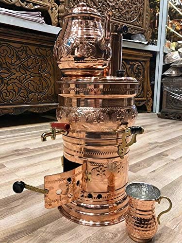Tubibu Copper Samovar Tea Pot Set Charcoal Handmade Real Copper Samovar