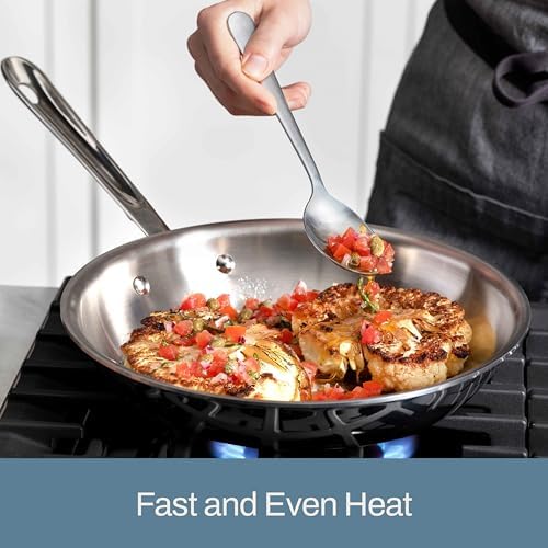 All-Clad 401599 Stainless Steel Tri-Ply Bonded Dishwasher Safe Cookware Set 10-Piece Metallic 401488