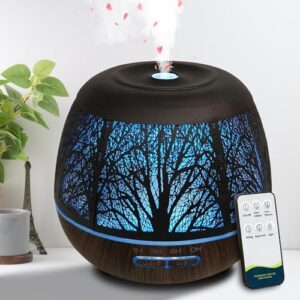 Diffusers for Essential Oils Larger Room 400ml,Essential Oil Diffuser for Home with R/C,Cool Mist Humidifiers for Bedroom,7 Colors Changed & 3 Mist Mode Waterless Auto Off for Office Meditation Decor