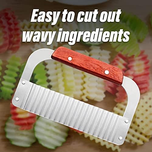 Baskety Crinkle Cutters, Potato Cutter, Soap Cutting Tool French Fry Slicer Stainless Steel Blade Wooden Handle Serrator Chopping Knife