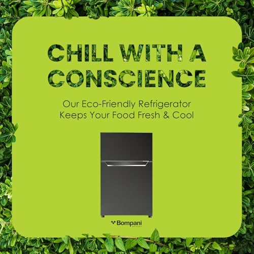 Bompani 100 Liter Top Mount Double Door Refrigerator - Defrost Fridge Freezer With Smart Sensor & Humidity Control With 1 Year Full & 5 Year Compressor Warranty - BR100SS - Black