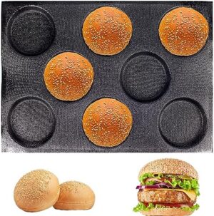 KBTBAK Black Perforated Silicone Hamburger Bun Pan, Non-Stick Baking Pan for Making Buns