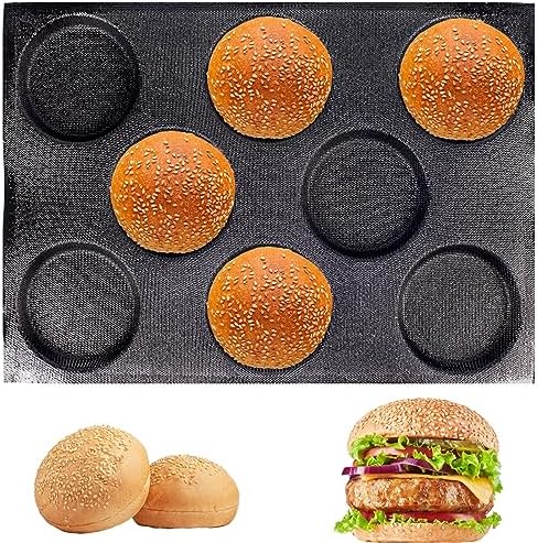 KBTBAK Black Perforated Silicone Hamburger Bun Pan, Non-Stick Baking Pan for Making Buns